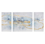 ＜即納品＞Madison Park(マディソンパーク)◆キャンバスアート◆グリッター金箔装飾／Blue Cosmo 3 Piece Canvas Set Hand Embellished Textured Glitter And Gold Foil