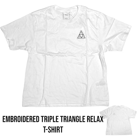 ＜即納品＞HUF ハフ EMBROIDERED TRIPLE TRIANGLE RELAX T-SHIRT トリプルトライアングル刺繍リラックスTシャツ WTS0058