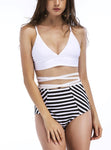 ＜即納品＞Burvogue(バーヴォーグ)◆ビキニ水着◆ハイウエストストライプ／Women Stripe High Waist Swimwears Bandage(#70253)