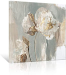 Goldfoilart(ゴールドフォイルアート)◆キャンバスアート◆フラワー金箔装飾／Floral Canvas Wall Art Modern Abstract Flower Picture with Gold Foil Embellishment Painting Textured Print on Canvas