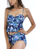＜即納品＞Burvogue(バーヴォーグ)◆タンキニ水着◆花柄リバーシブル／Floral Peplum High Waist Swimsuits Reversible Swimwear(#70247)
