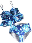 ＜即納品＞Burvogue(バーヴォーグ)◆タンキニ水着◆花柄リバーシブル／Floral Peplum High Waist Swimsuits Reversible Swimwear(#70247)