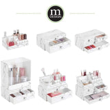 mDesign(エムデザイン)◆メイクボックス・小物入れ◆大理石柄 2つの引き出し 2点セット／Plastic Stackable Makeup Cosmetic Storage Organizers with Marble Pattern - Set of 2