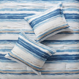 Madison Park(マディソンパーク)◆掛け布団 3点セット 青と白の色合いの水彩ストライプ プリントケイト／Kate 3 Piece Comforter Set