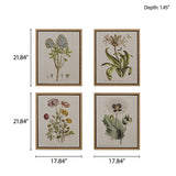 Martha Stewart(マーサ・スチュワート)◆キャンバスアート◆ボタニカル 花柄 4点セット／Herbal Botany Framed Linen Canvas 4 Piece Set