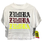 ＜即納品＞Zumba(ズンバ)／Dance Crop Top／ダンスクロップトップ／Style #Z1T000024／Color：Wear It Out White(ウェアイットアウトホワイト)