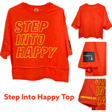 ＜即納品＞Zumba(ズンバ)／Step Into Happy Top／ハッピートップに足を踏み入れる／Style #Z1T000065／Color：Orange Peel(オレンジピール)