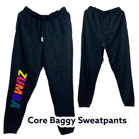 ＜即納品＞Zumba(ズンバ)／Core Baggy Sweatpants／コアバギースウェットパンツ／Style #Z1B000119／Color：Bold Black(ボールドブラック)