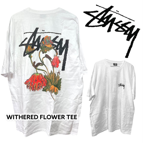 ＜即納品＞STUSSY（ステューシー）／WITHERED FLOWER TEE／ウィザードフラワーTシャツ／1904862-withered-flower-tee／Color：WHITE(ホワイト)