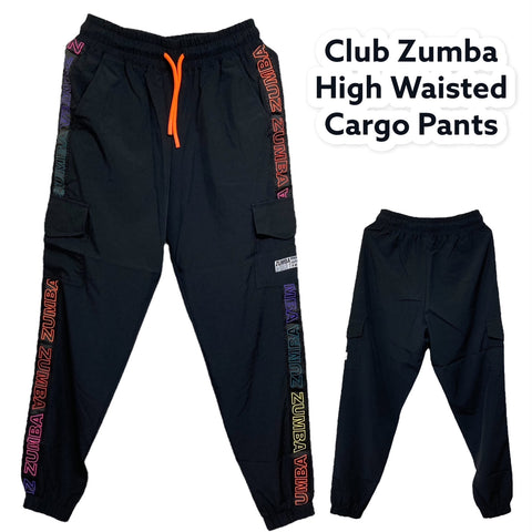 ＜即納品＞Zumba(ズンバ)／Club Zumba High Waisted Cargo Pants／クラブ ズンバ ハイウエスト カーゴ パンツ／Style #Z1B000104／Color：Bold Black(ボールドブラック)