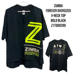 ＜即納品＞Zumba ズンバ Forever Oversized V-Neck Top フォーエバー オーバーサイズ Vネック トップ Z1T000289 Bold Black ボールドブラック